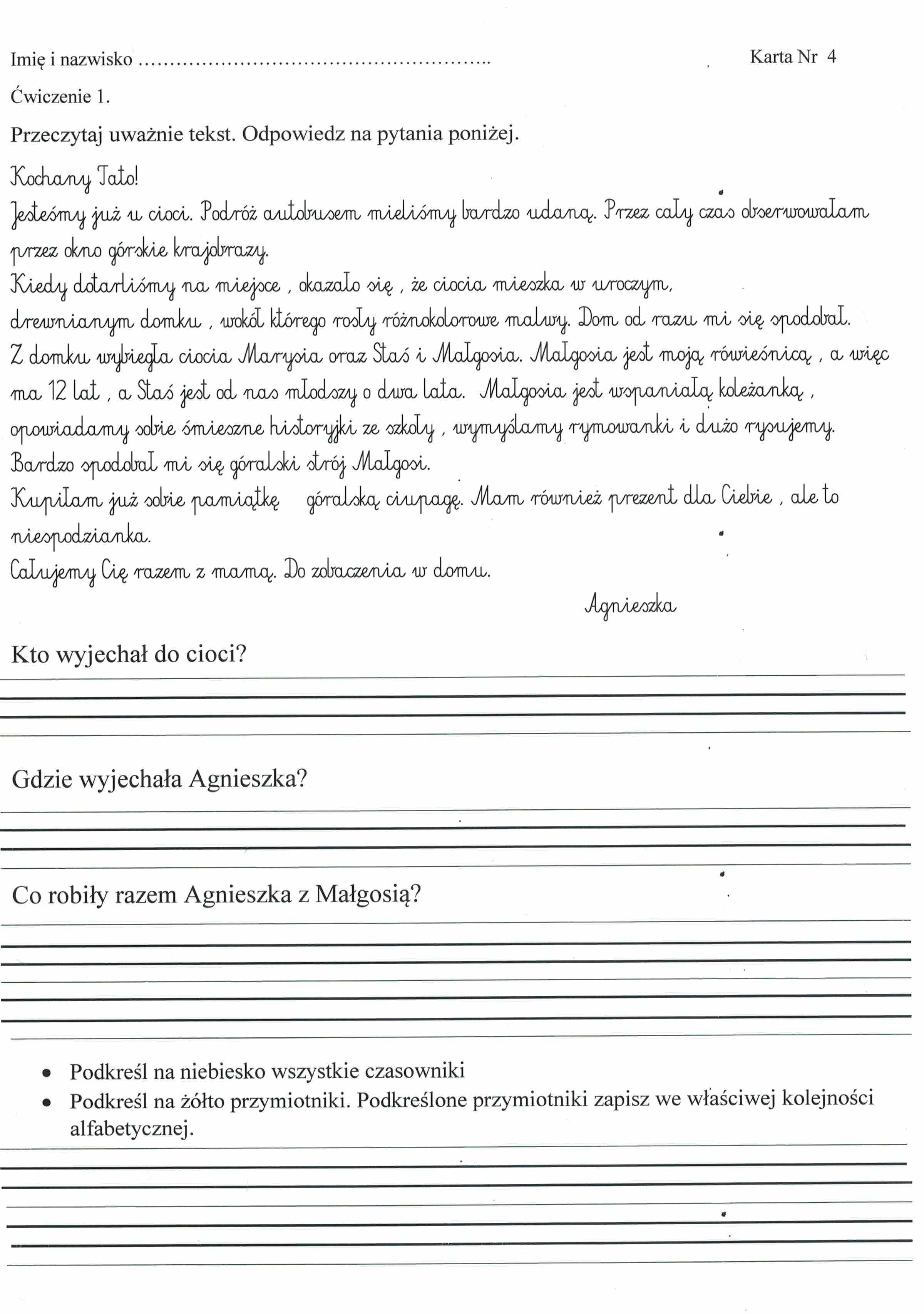 Diagnoza Klasa 4 Język Polski 2018 Szkoła Krynki - Klasa IV